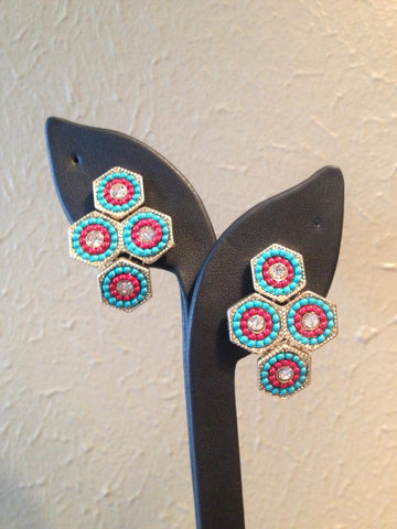 Aztec Turquoise & Red Earrings