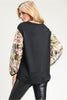 Black Solid top Floral Printed Bubble Sleeves