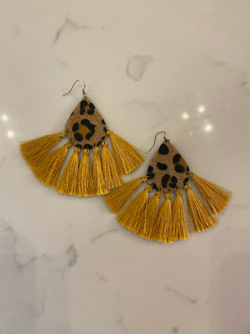 Leopard Golden Tassel Earrings