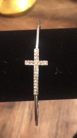 Silver Diamond Cross Bracelet