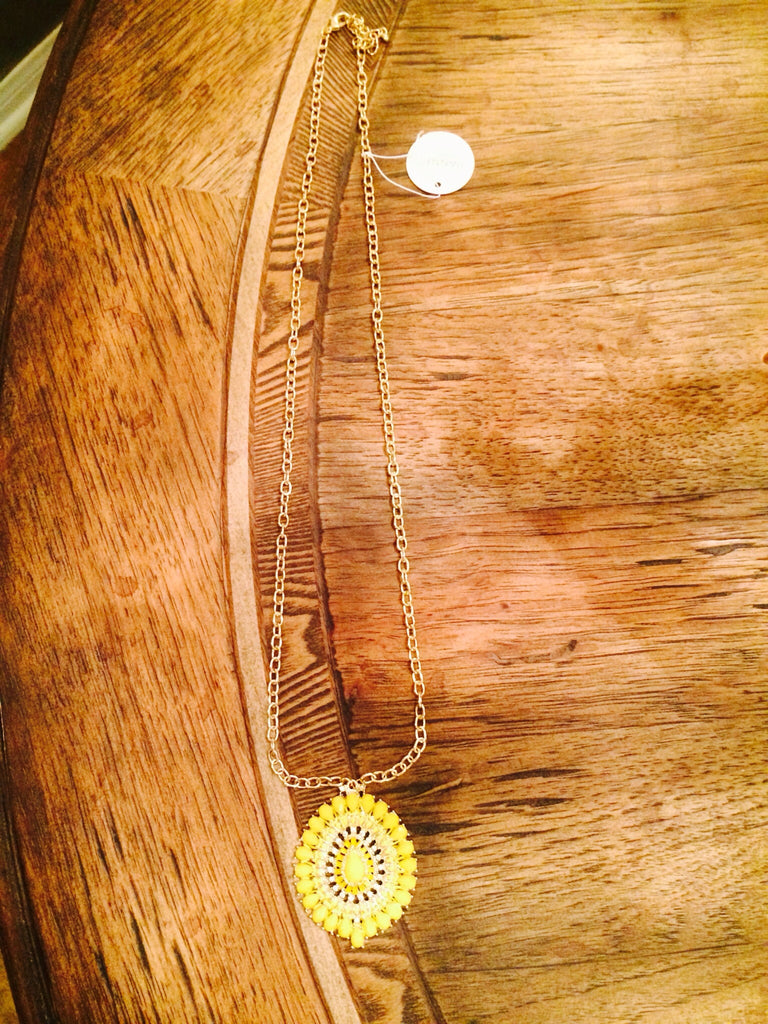 Yellow Stone Drop Necklace