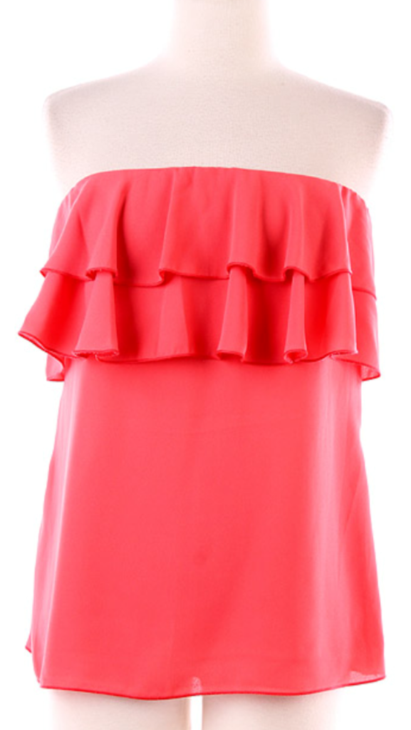 Coral Ruffle Strapless Top