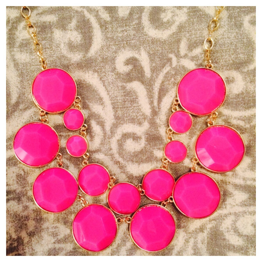 Double Row Necklace Hot Pink
