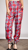 High Waisted Harem Pant Gather Ankle Detail Cherry