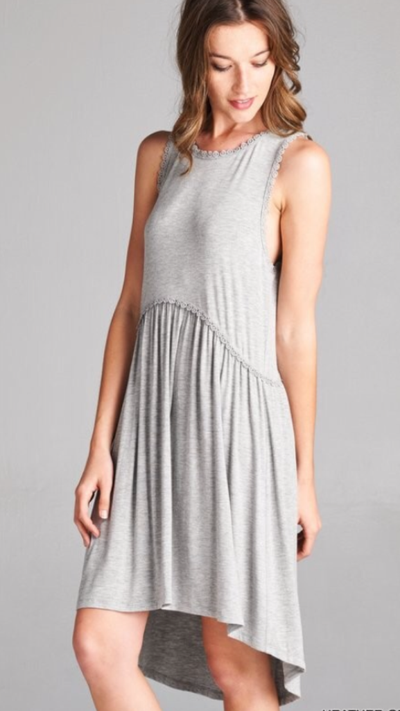 Grey Razorback Zipper High/Low Dress