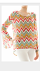 Zigzag High-Low Chiffon Top Coral