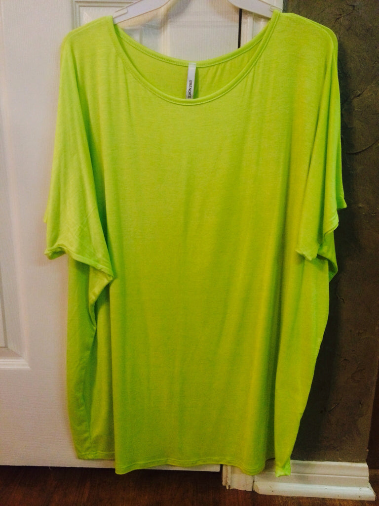 Solid Pull Over Loose Top Lime Green