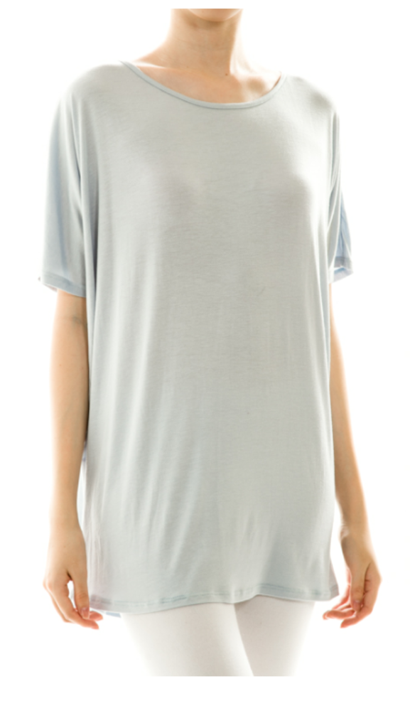 Solid Pull Over Loose Top Light Blue