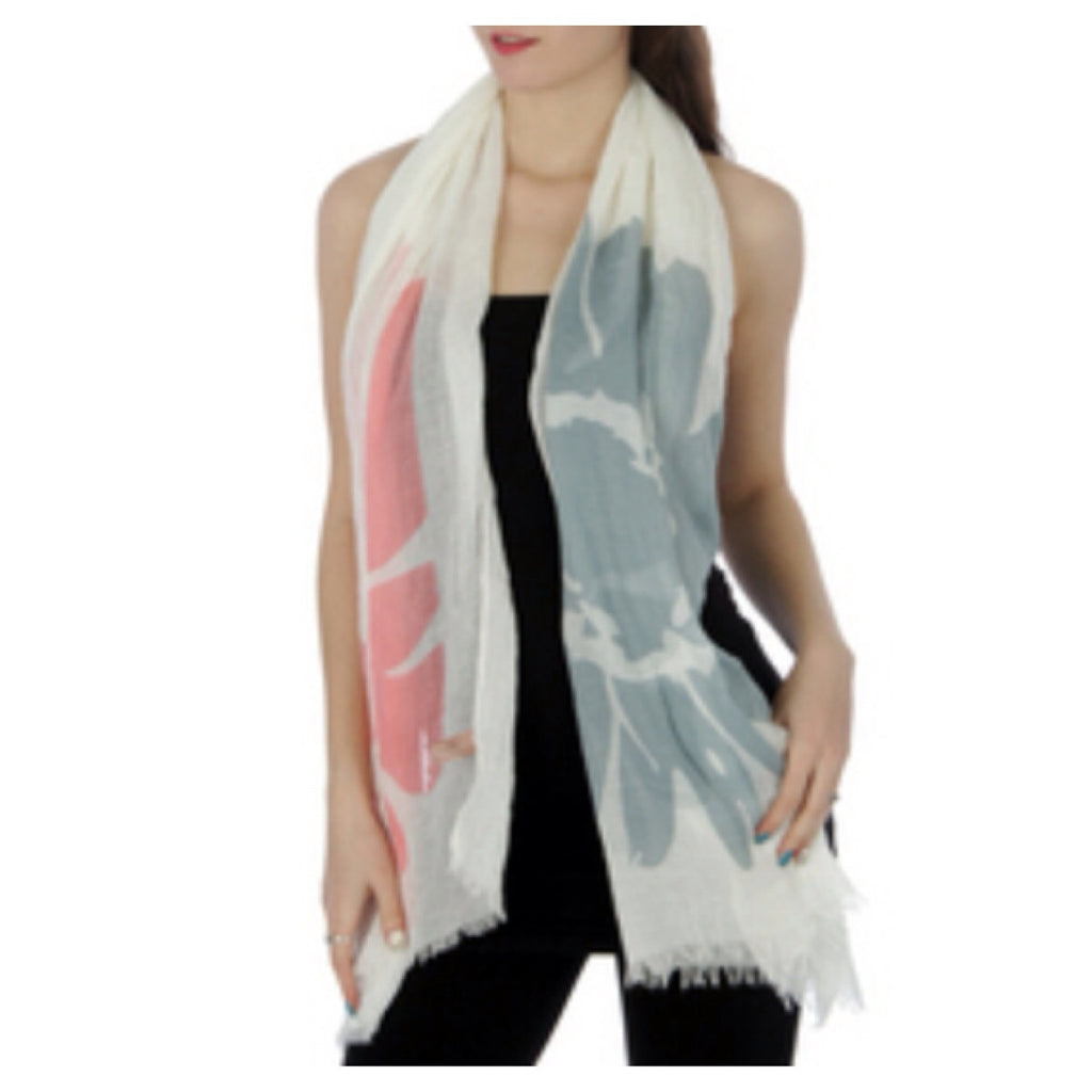 Cotton Floral Scarf Pink/Grey