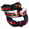 Pink/Red/Green Gold Bee Embroidery and Stripe, Wide Knot Hairband