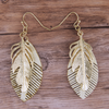 Cream Feather w/Gold Feather Earrings