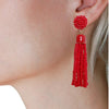 Red Beaded Tassel Earrings