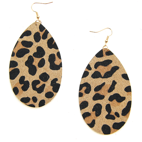 Leopard Teardrop Leather Earrings