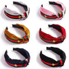 Golden/Red/Green Gold Bee Embroidery and Stripe, Wide Knot Hairband