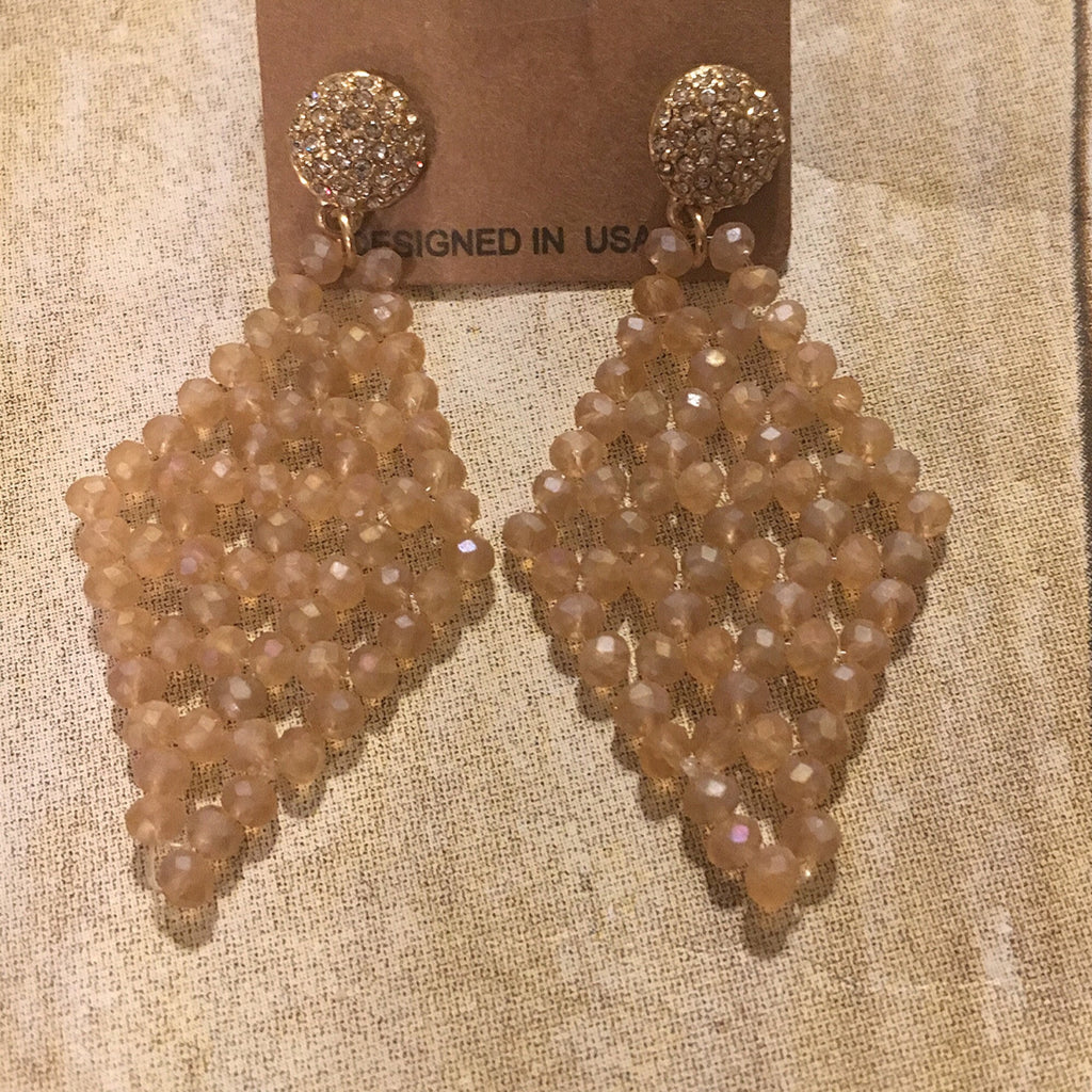 Nude Beaded Earring w/Gold Studded Center