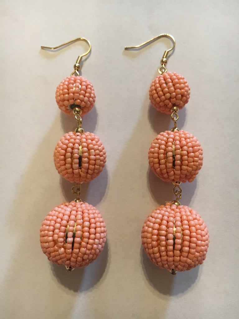 Peach Three Ball Earrings