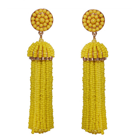 Sunshine Yellow Tassel Earrings