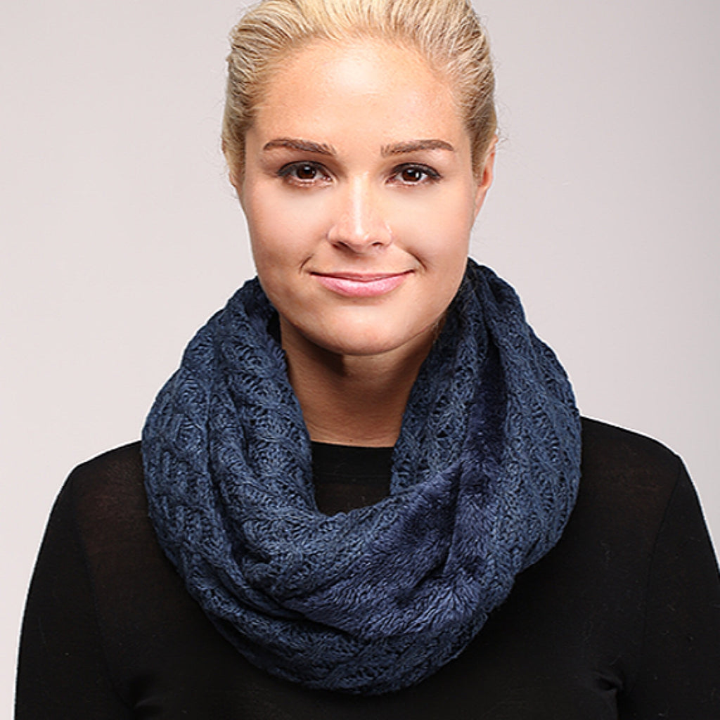 Infinity Cable Knit Scarf Blue