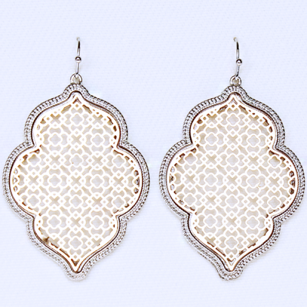 Moroccan Earrings Soft Gold Center w/silver Trim