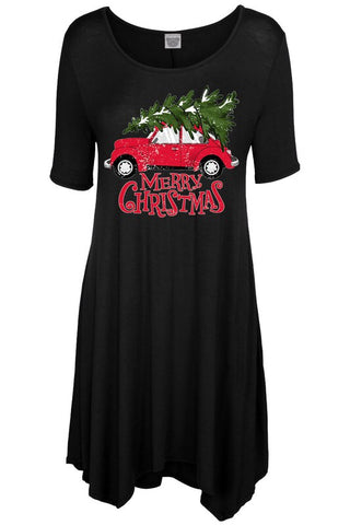 Christmas Tree w/car Dress Black