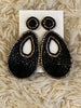 Black & Gold Beaded Teardrop Earrings